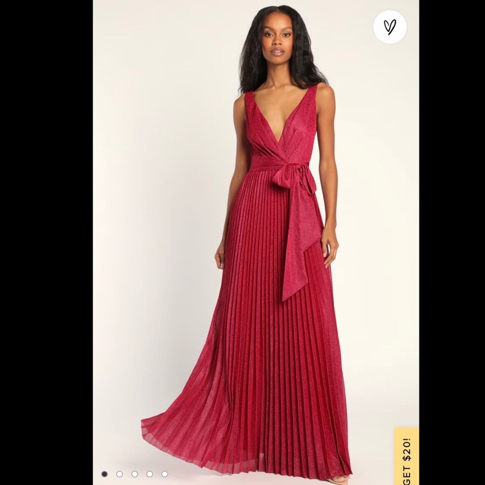 Lulus Going For Glitz Magenta Pleated Maxi Dress